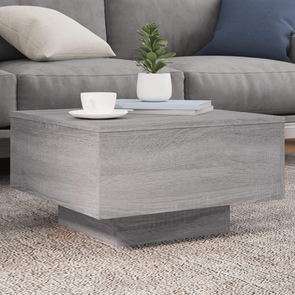 Tavolino da Soggiorno con Luci LED Grigio Sonoma 55x55x31 cm | homemem39
