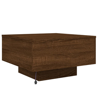 Tavolino da Soggiorno con Luci LED Rovere Marrone 55x55x31 cm