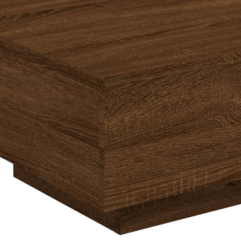 Tavolino da Soggiorno con Luci LED Rovere Marrone 55x55x31 cm | homemem39