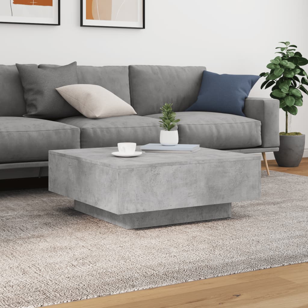 Tavolino Salotto Grigio Cemento 80x80x31 cm Legno Multistrato | homemem39