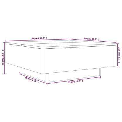 Tavolino Salotto Grigio Cemento 80x80x31 cm Legno Multistrato