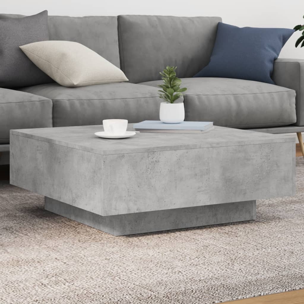 Tavolino Salotto Grigio Cemento 80x80x31 cm Legno Multistrato | homemem39