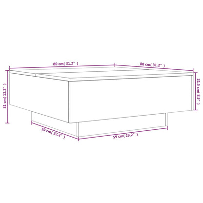Tavolino da Salotto Rovere Fumo 80x80x31 cm Legno Multistrato