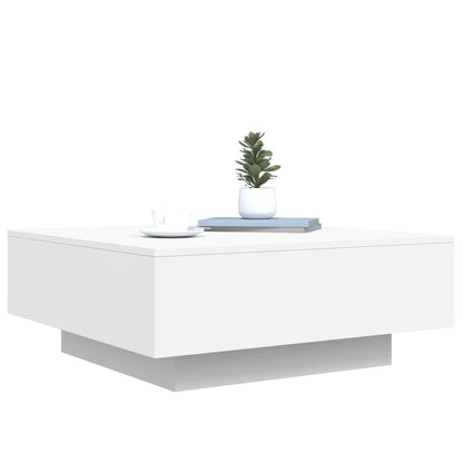 Tavolino da Soggiorno con Luci LED Bianco 80x80x31 cm | homemem39
