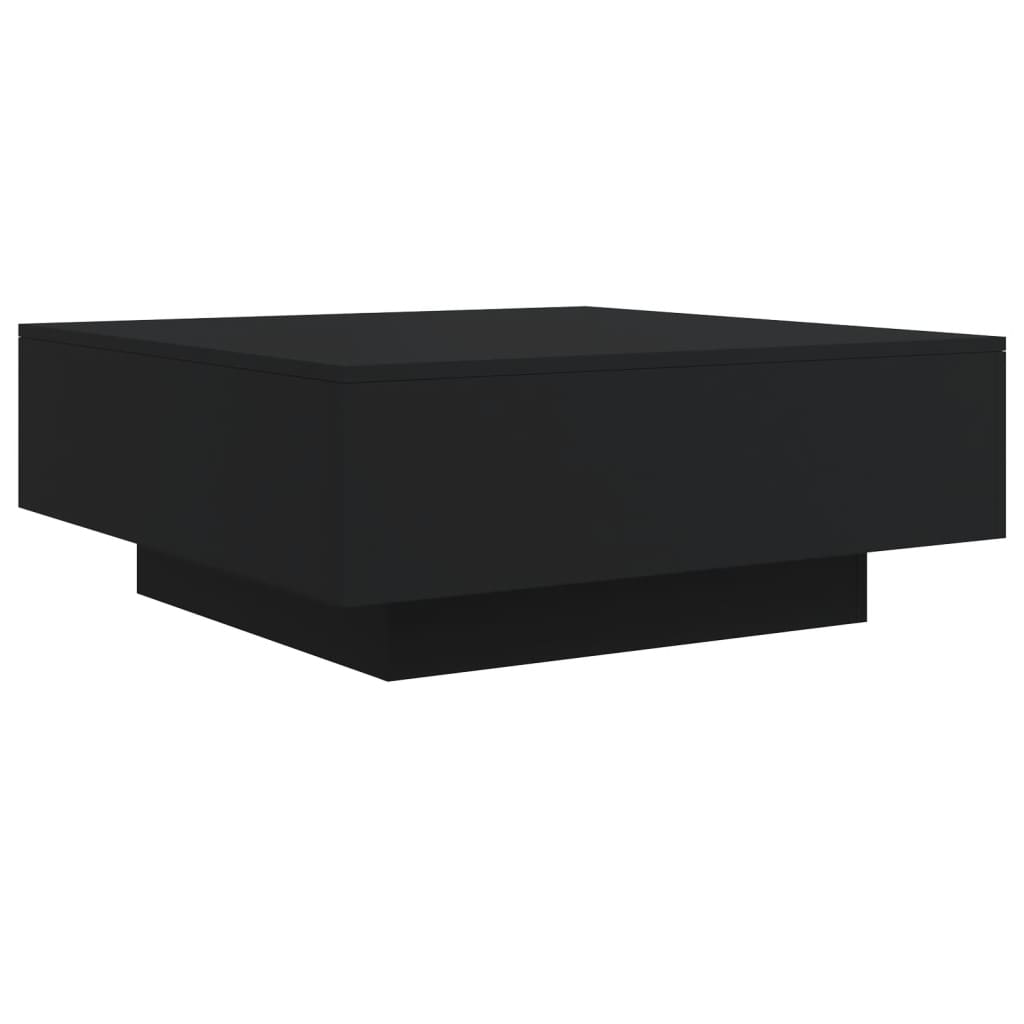 Tavolino da Soggiorno con Luci LED Nero 80x80x31 cm | homemem39