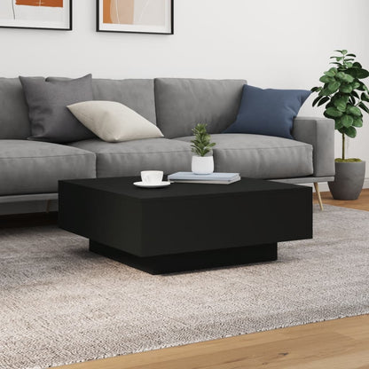 Tavolino da Soggiorno con Luci LED Nero 80x80x31 cm | homemem39