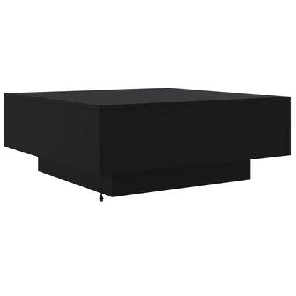 Tavolino da Soggiorno con Luci LED Nero 80x80x31 cm