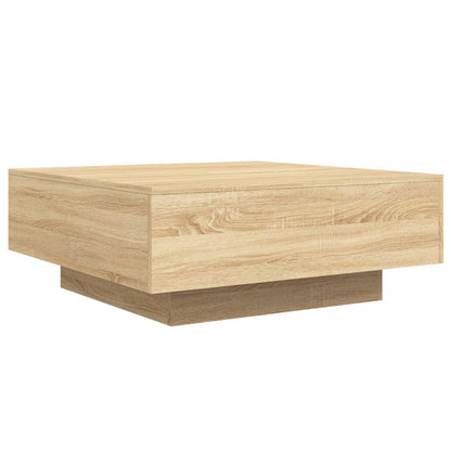 Tavolino da Soggiorno con Luci LED Rovere Sonoma 80x80x31 cm | homemem39