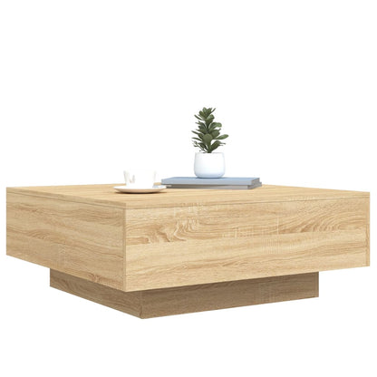 Tavolino da Soggiorno con Luci LED Rovere Sonoma 80x80x31 cm | homemem39