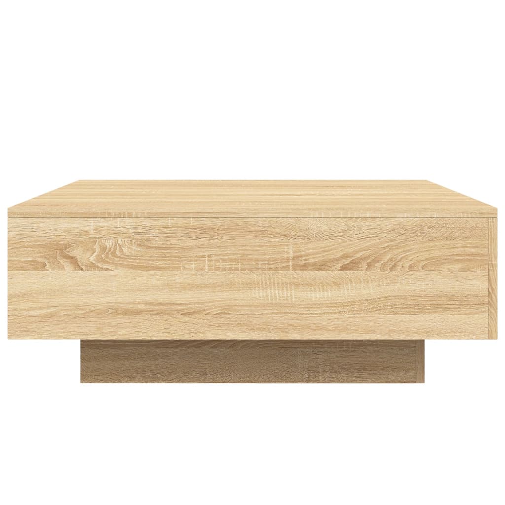 Tavolino da Soggiorno con Luci LED Rovere Sonoma 80x80x31 cm