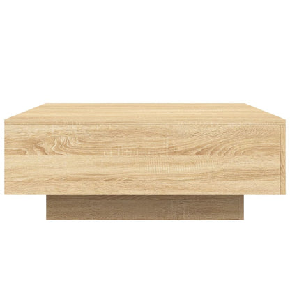 Tavolino da Soggiorno con Luci LED Rovere Sonoma 80x80x31 cm