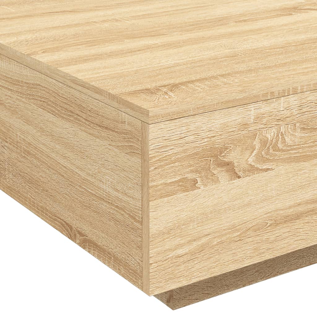Tavolino da Soggiorno con Luci LED Rovere Sonoma 80x80x31 cm | homemem39