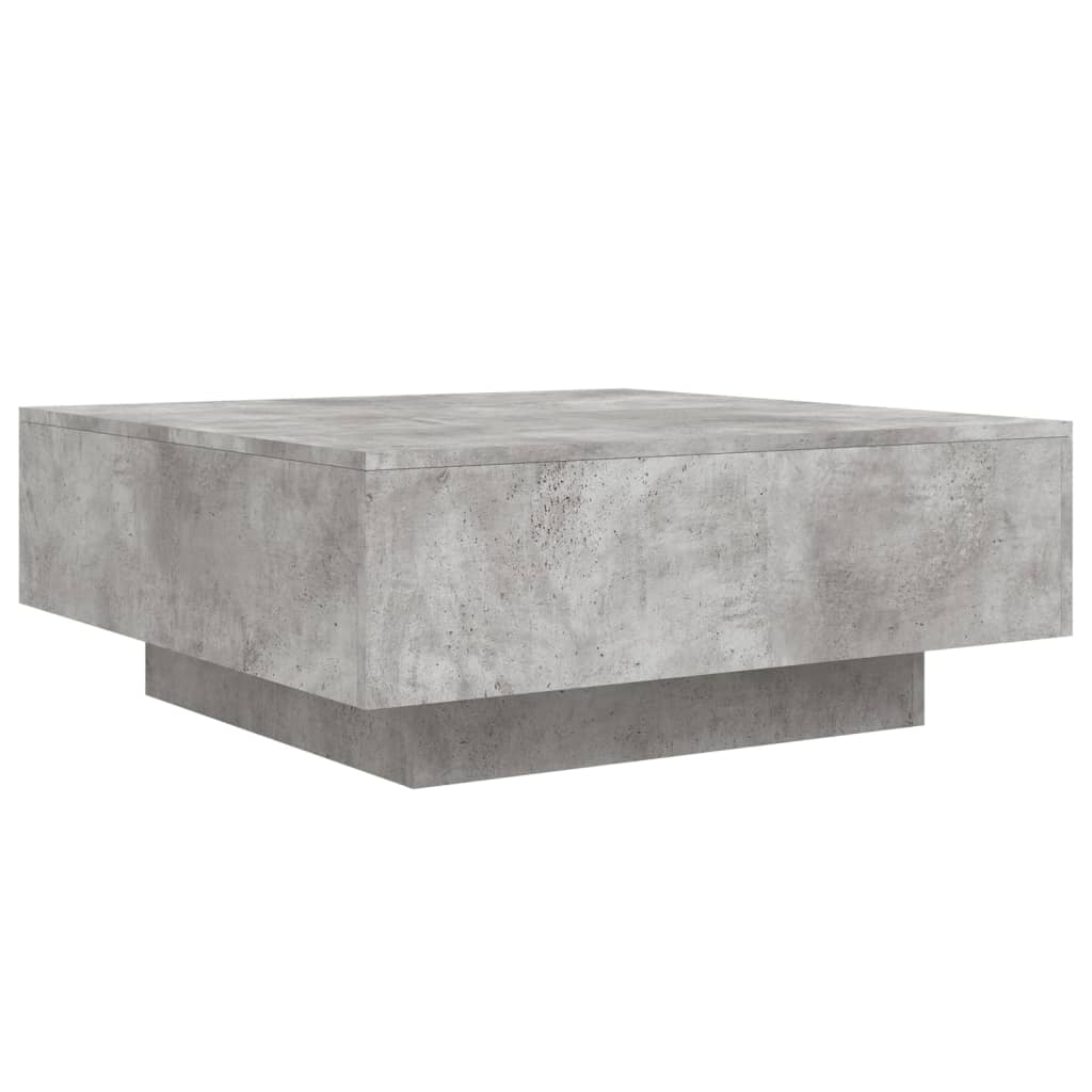 Tavolino da Soggiorno con Luci LED Grigio Cemento 80x80x31 cm