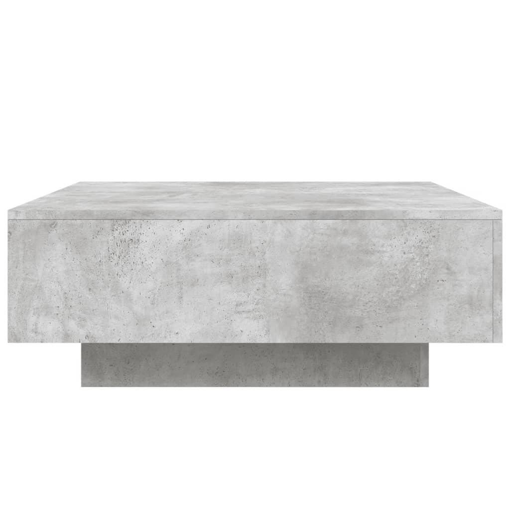 Tavolino da Soggiorno con Luci LED Grigio Cemento 80x80x31 cm