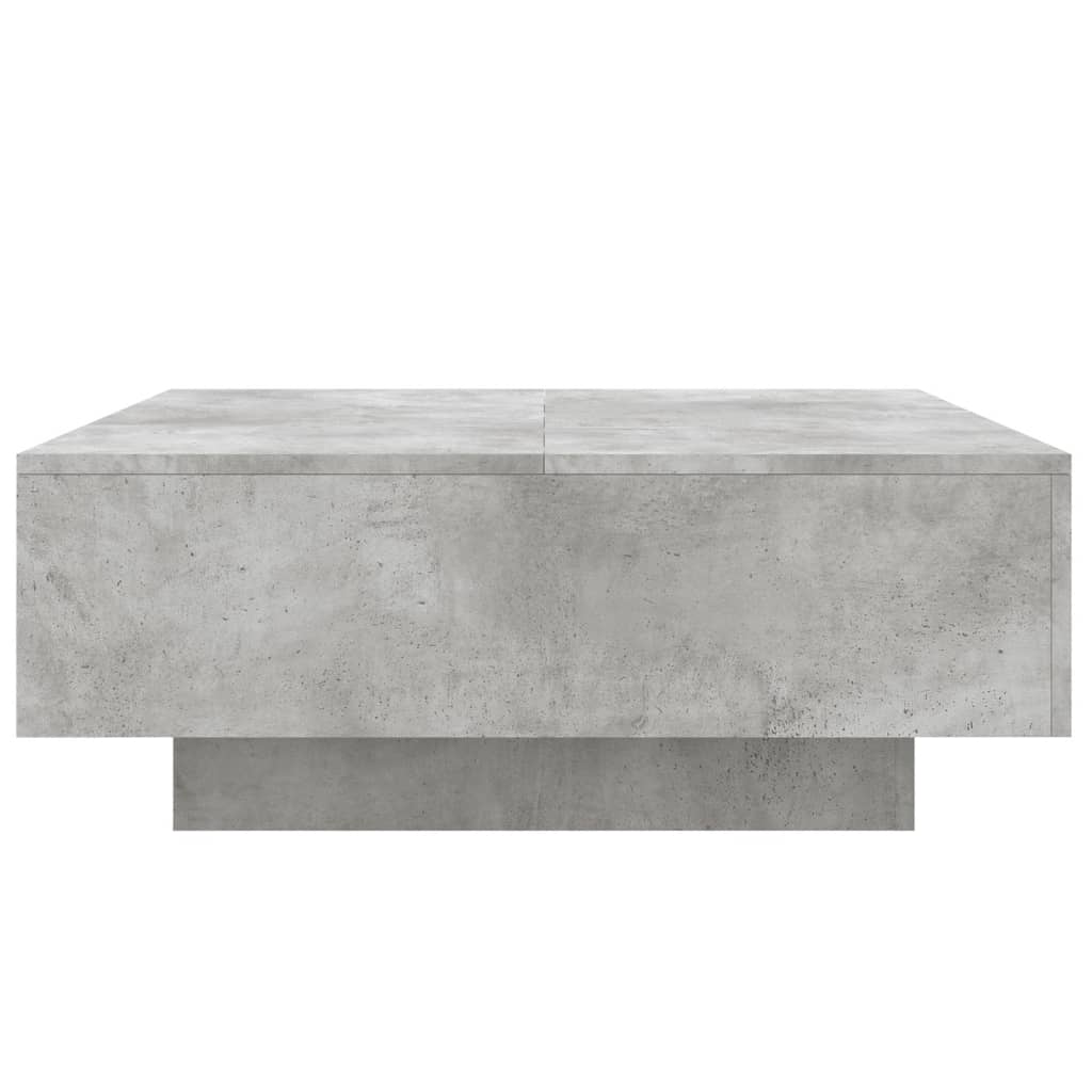 Tavolino da Soggiorno con Luci LED Grigio Cemento 80x80x31 cm
