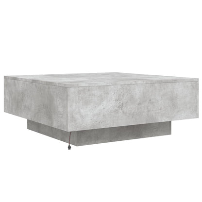 Tavolino da Soggiorno con Luci LED Grigio Cemento 80x80x31 cm