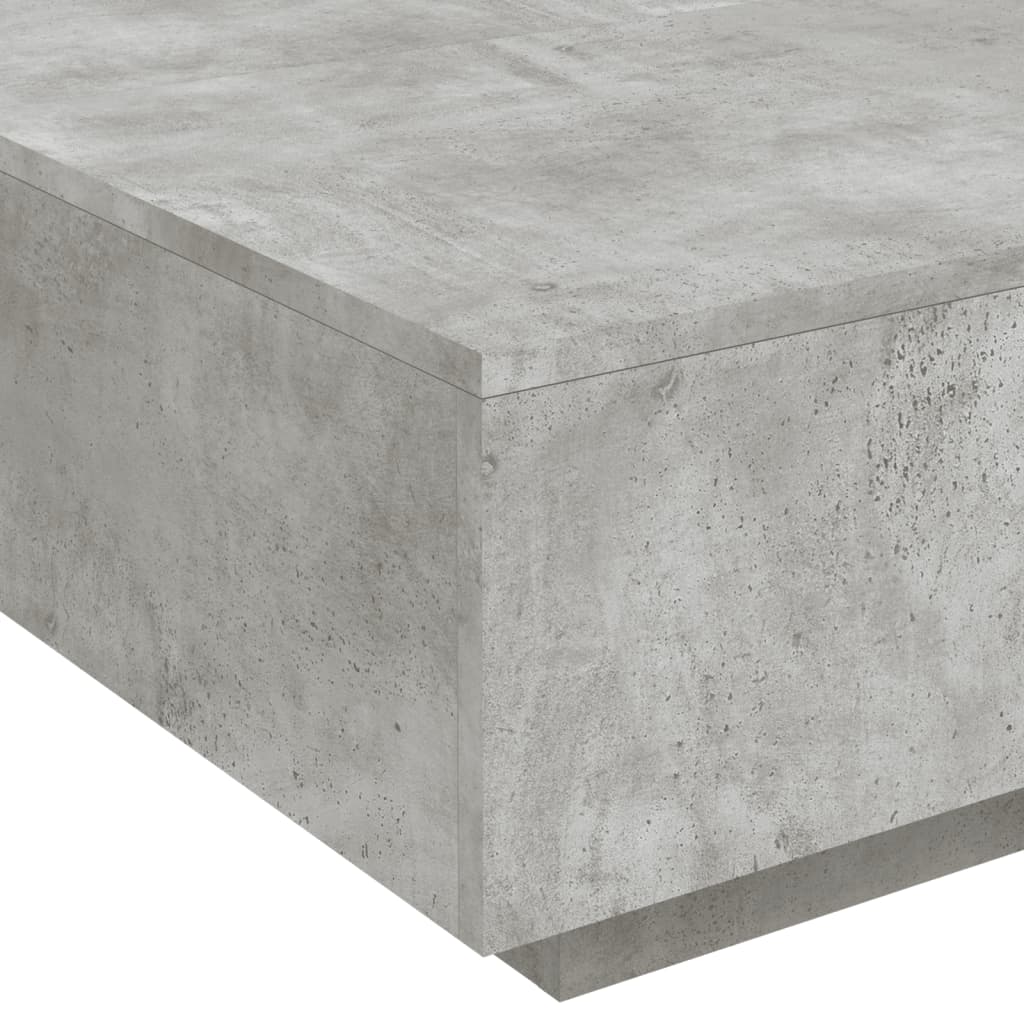 Tavolino da Soggiorno con Luci LED Grigio Cemento 80x80x31 cm