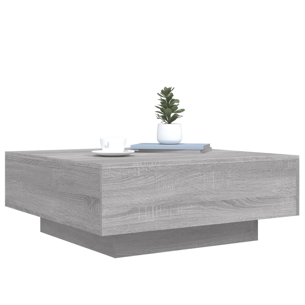 Tavolino da Soggiorno con Luci LED Grigio Sonoma 80x80x31 cm | homemem39