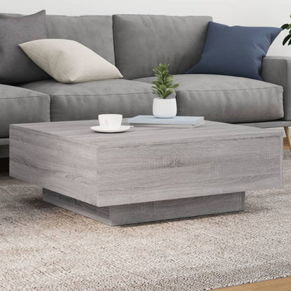 Tavolino da Soggiorno con Luci LED Grigio Sonoma 80x80x31 cm | homemem39