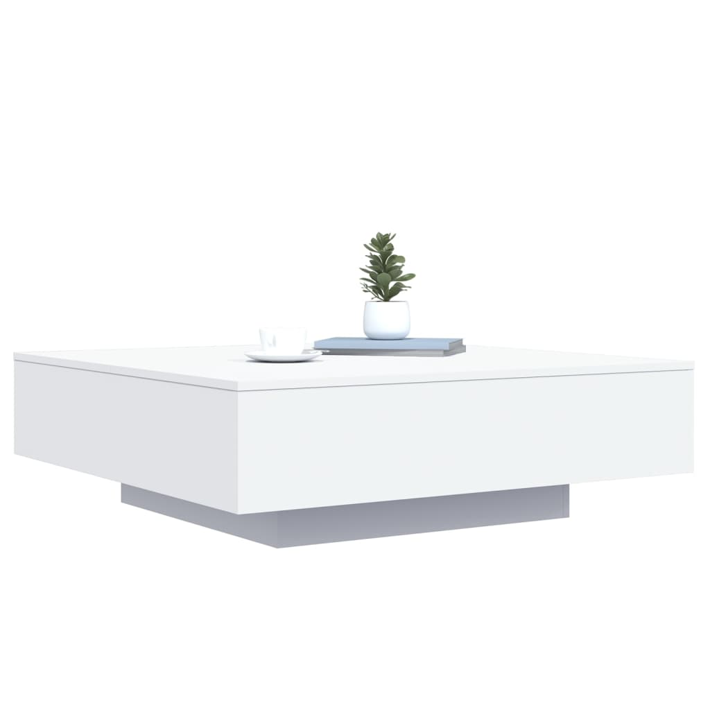 Tavolino da Soggiorno con Luci LED Bianco 100x100x31 cm | homemem39