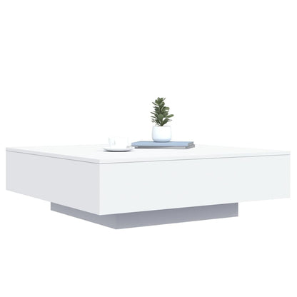 Tavolino da Soggiorno con Luci LED Bianco 100x100x31 cm | homemem39