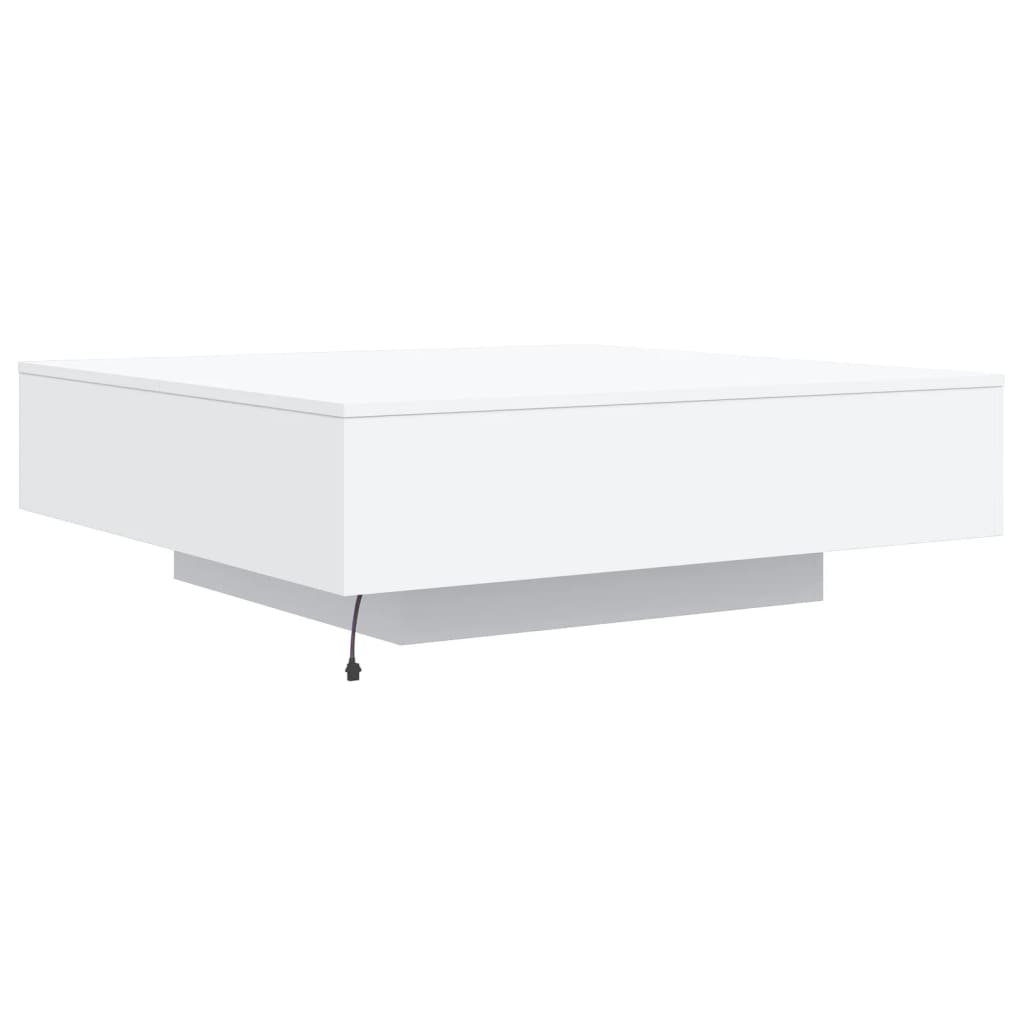 Tavolino da Soggiorno con Luci LED Bianco 100x100x31 cm | homemem39