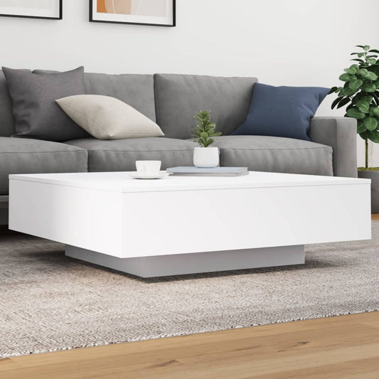 Tavolino da Soggiorno con Luci LED Bianco 100x100x31 cm | homemem39