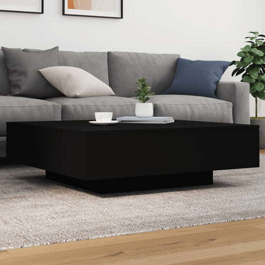 Tavolino da Soggiorno con Luci LED Nero 100x100x31 cm | homemem39