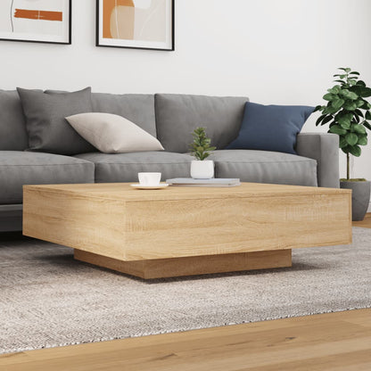 Tavolino da Soggiorno con Luci LED Rovere Sonoma 100x100x31 cm