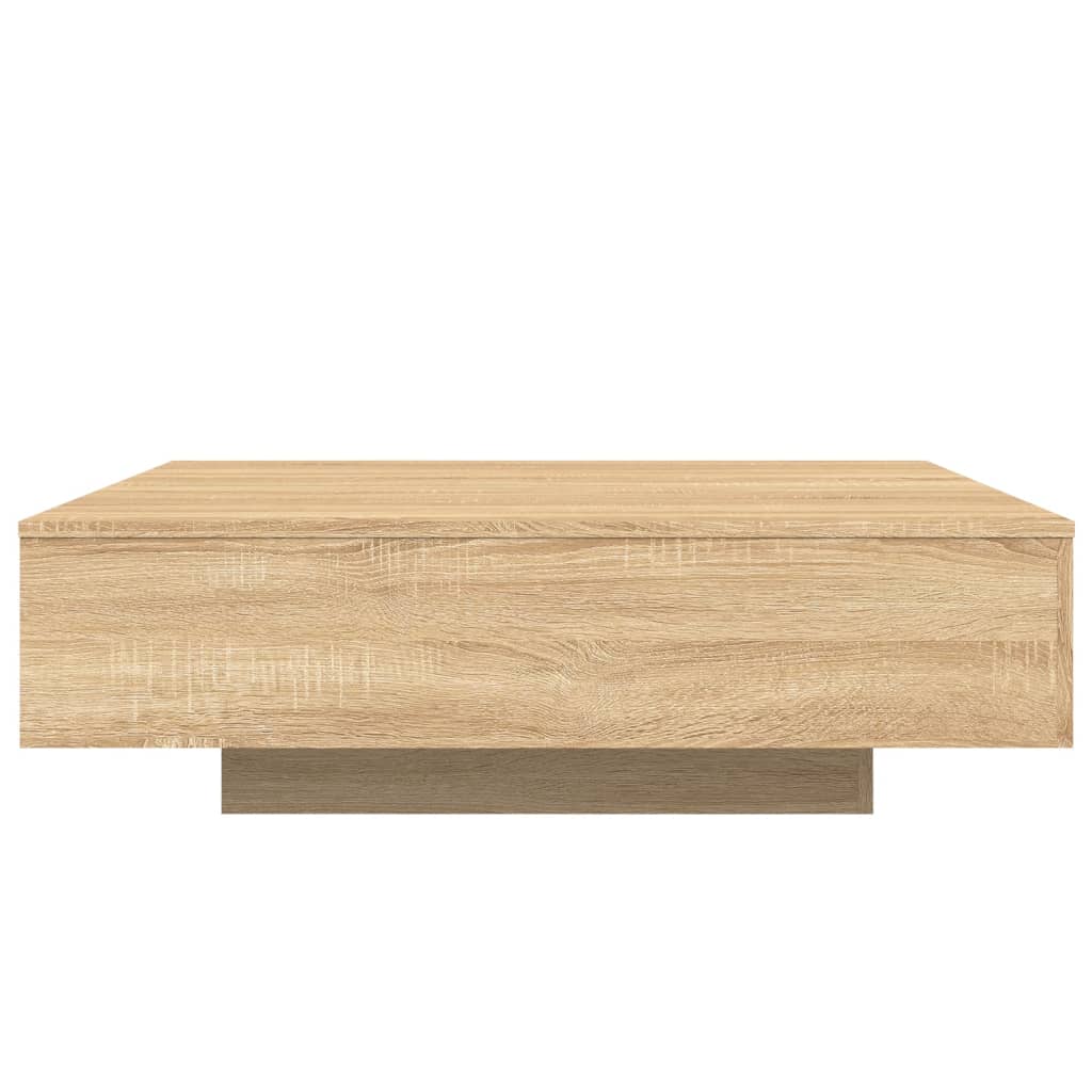 Tavolino da Soggiorno con Luci LED Rovere Sonoma 100x100x31 cm