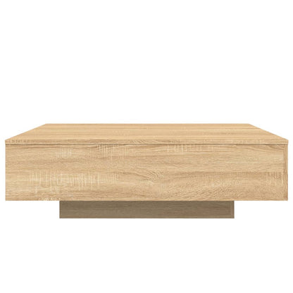 Tavolino da Soggiorno con Luci LED Rovere Sonoma 100x100x31 cm