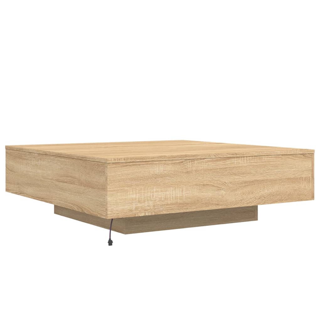 Tavolino da Soggiorno con Luci LED Rovere Sonoma 100x100x31 cm | homemem39