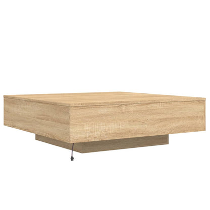 Tavolino da Soggiorno con Luci LED Rovere Sonoma 100x100x31 cm | homemem39