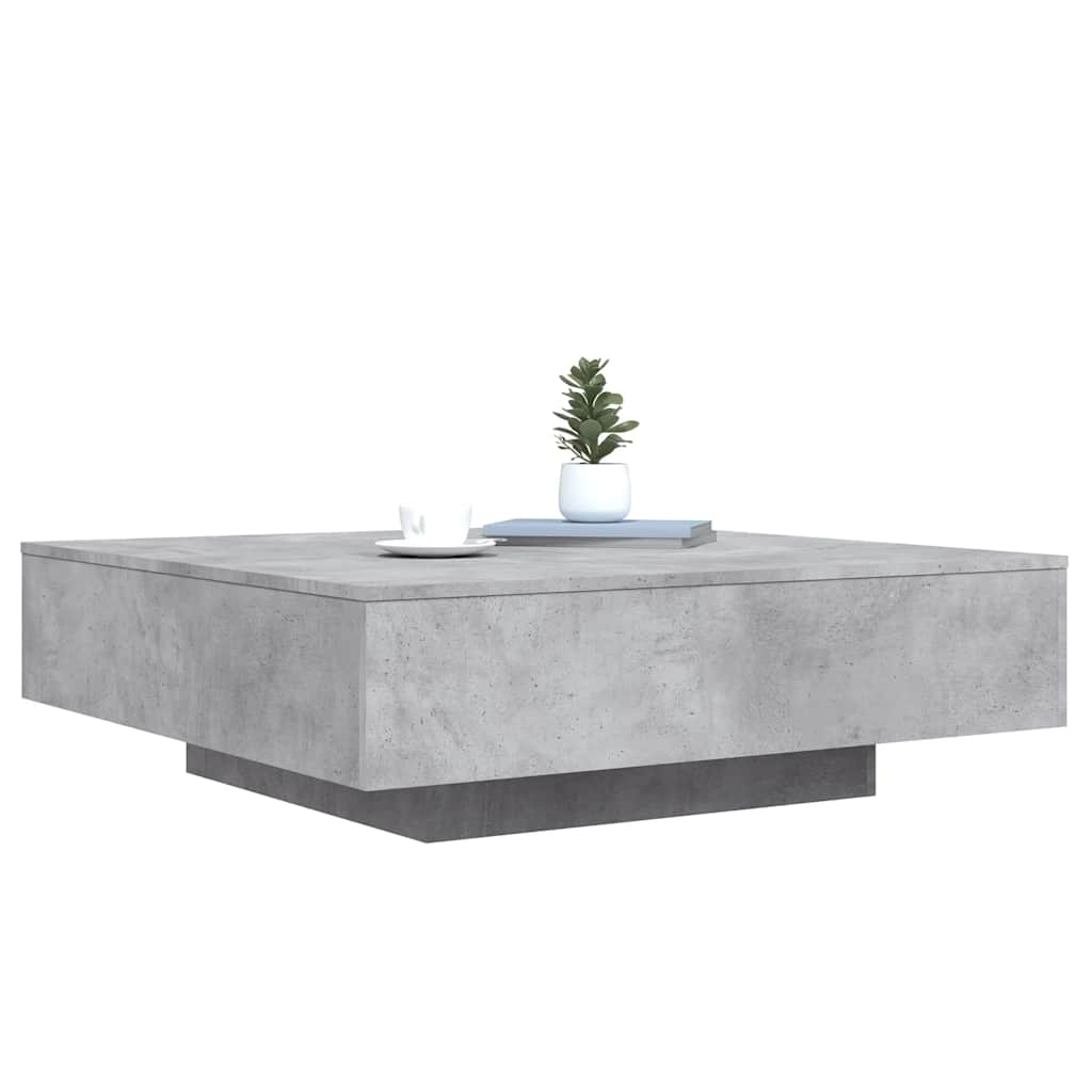 Tavolino da Soggiorno con Luci LED Grigio Cemento 100x100x31 cm | homemem39