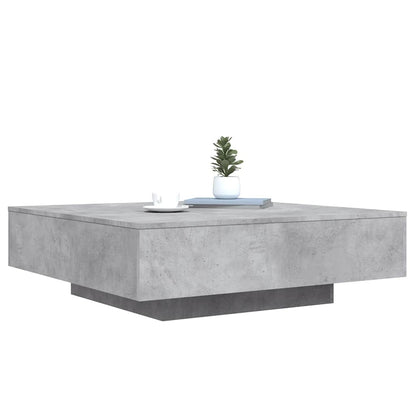 Tavolino da Soggiorno con Luci LED Grigio Cemento 100x100x31 cm | homemem39