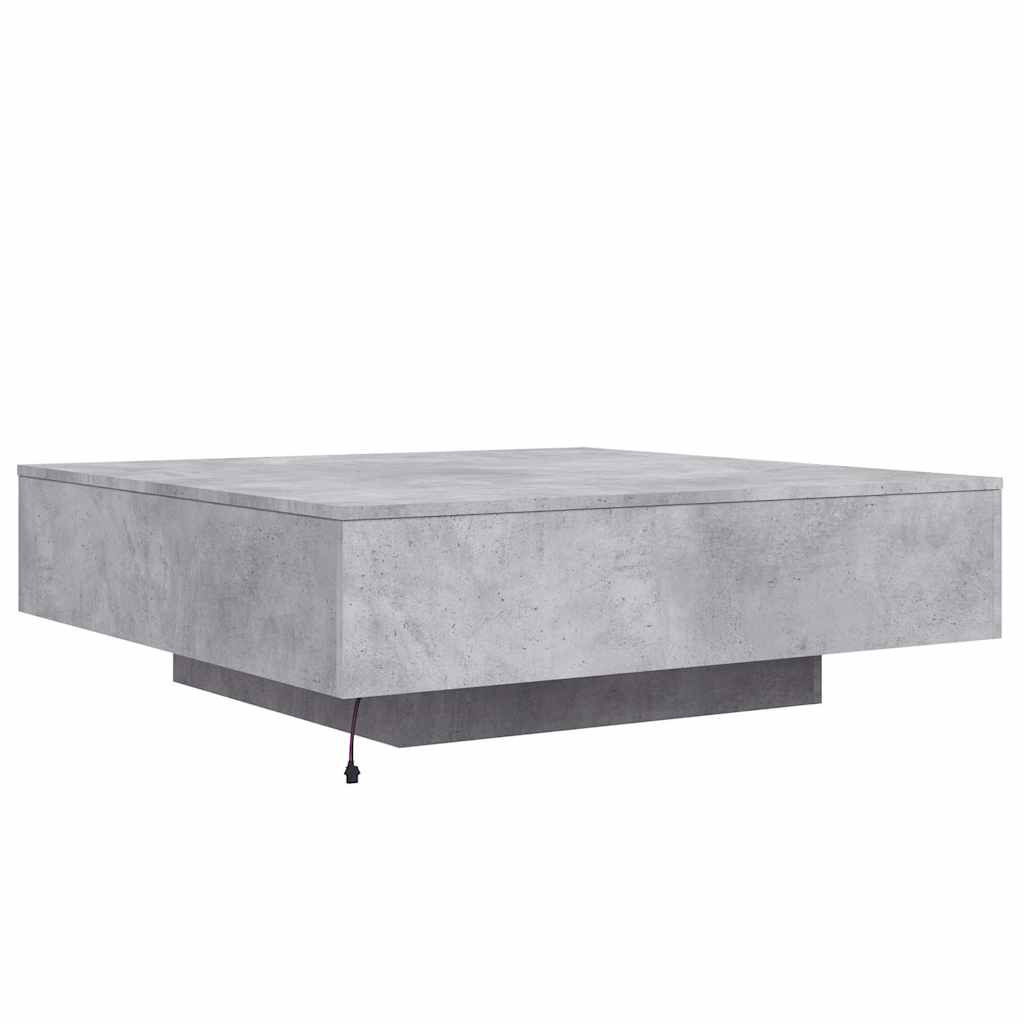 Tavolino da Soggiorno con Luci LED Grigio Cemento 100x100x31 cm | homemem39