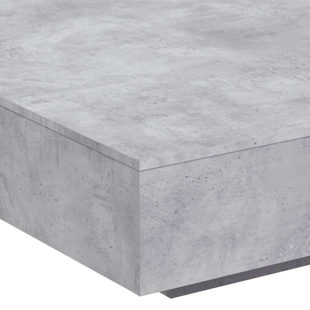 Tavolino da Soggiorno con Luci LED Grigio Cemento 100x100x31 cm