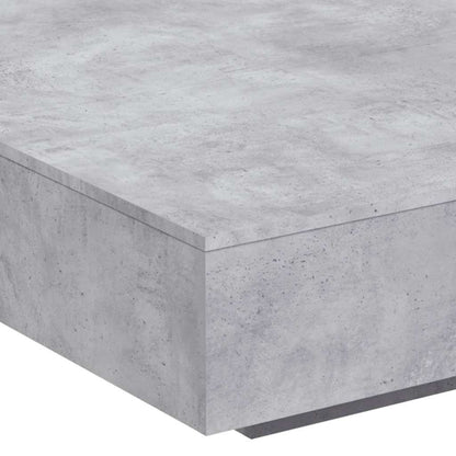 Tavolino da Soggiorno con Luci LED Grigio Cemento 100x100x31 cm