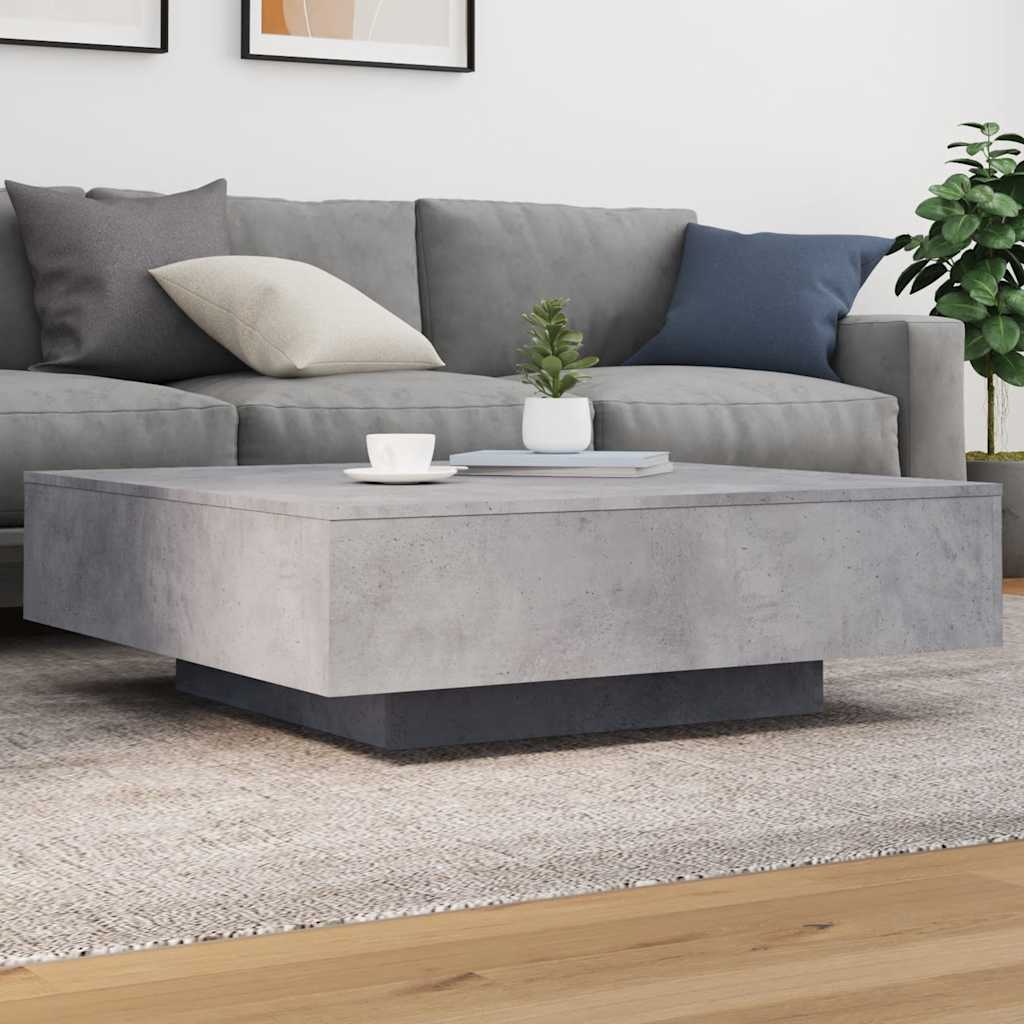 Tavolino da Soggiorno con Luci LED Grigio Cemento 100x100x31 cm | homemem39