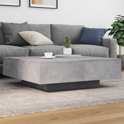 Tavolino da Soggiorno con Luci LED Grigio Cemento 100x100x31 cm | homemem39