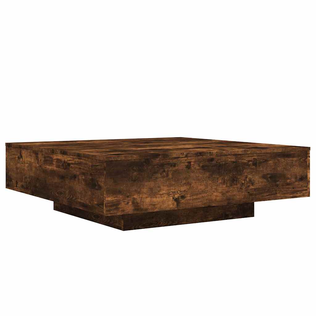 Tavolino da Soggiorno con Luci LED Rovere Fumo 100x100x31 cm | homemem39