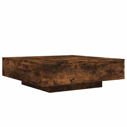 Tavolino da Soggiorno con Luci LED Rovere Fumo 100x100x31 cm | homemem39