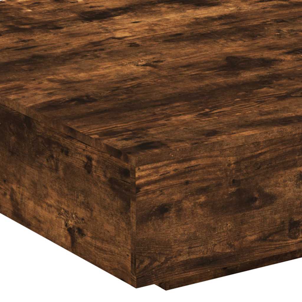 Tavolino da Soggiorno con Luci LED Rovere Fumo 100x100x31 cm