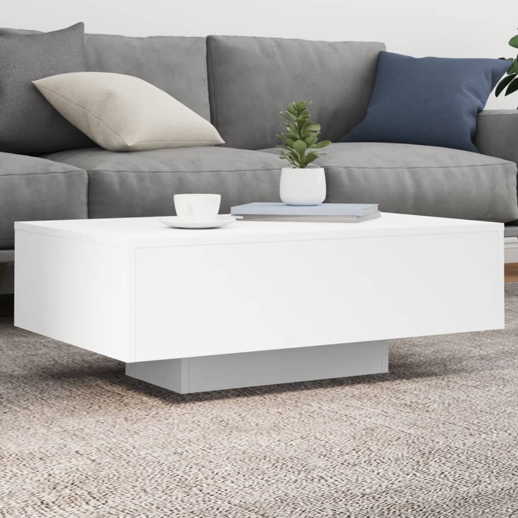 Tavolino da Soggiorno con Luci LED Bianco 85x55x31 cm | homemem39