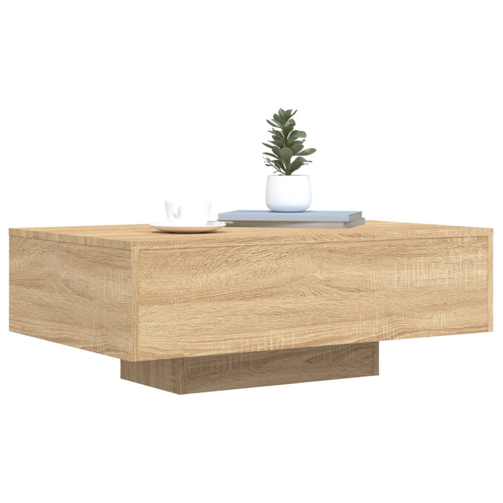 Tavolino da Soggiorno con Luci LED Rovere Sonoma 85x55x31 cm | homemem39