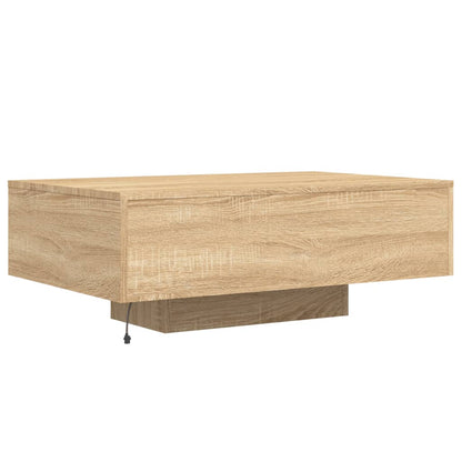 Tavolino da Soggiorno con Luci LED Rovere Sonoma 85x55x31 cm