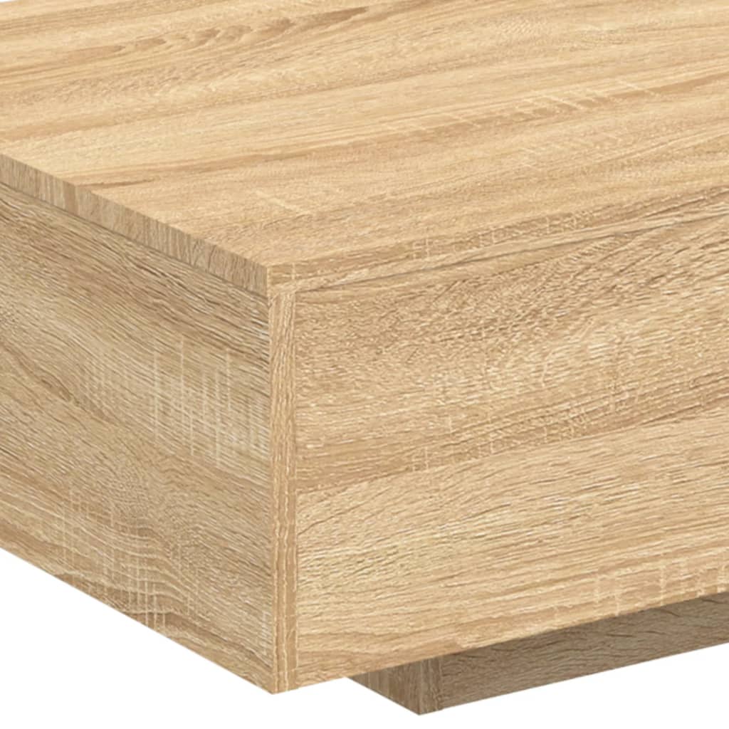 Tavolino da Soggiorno con Luci LED Rovere Sonoma 85x55x31 cm
