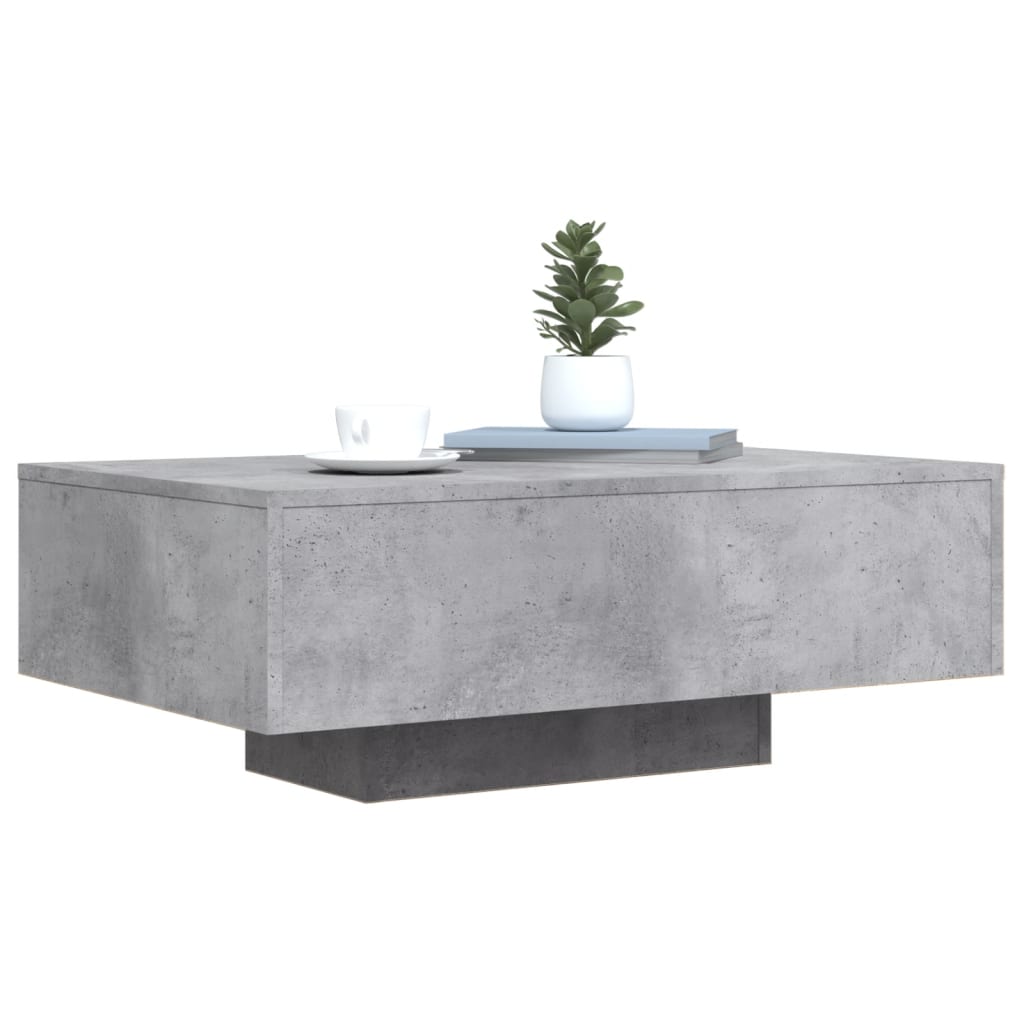 Tavolino da Soggiorno con Luci LED Grigio Cemento 85x55x31 cm | homemem39