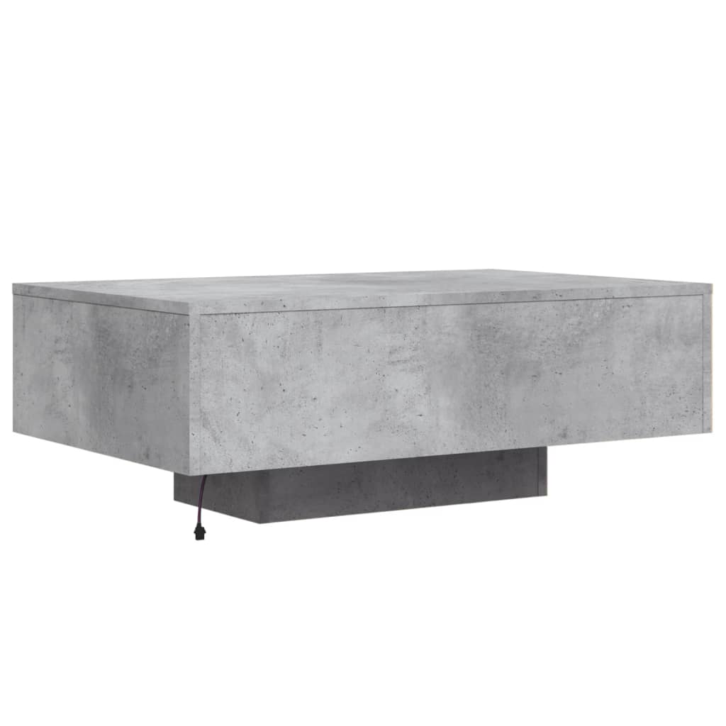 Tavolino da Soggiorno con Luci LED Grigio Cemento 85x55x31 cm | homemem39