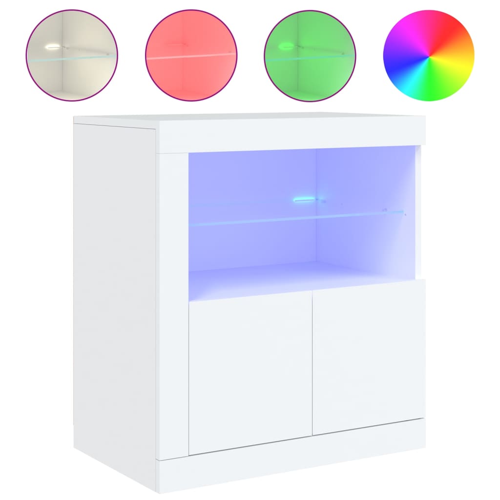 Credenza con Luci LED Bianca 60,5x37x67 cm - homemem39